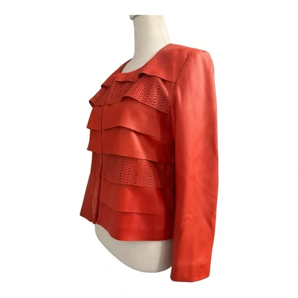 Bagatelle Orange Leather Women's Cropped Jacket Medium - Picture 7 of 12